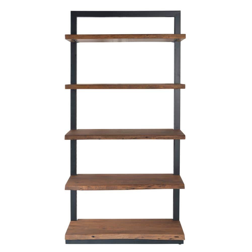 Coast To Coast Accents Sequoia 75 in. Light Brown 5-Shelf Wood and Iron  Bookcase 79722 - The Home Depot