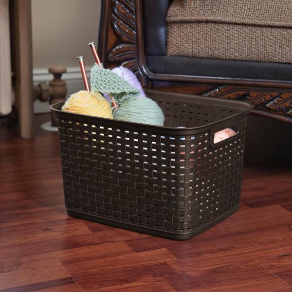 Sterilite 12.25 in. x 9.375 in. Tall Weave Plastic Basket in