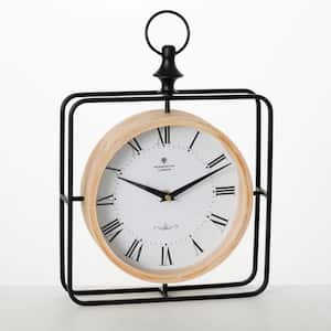 12.5 in. Wood And Metal Framed Table Clock