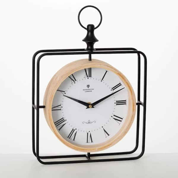 SULLIVANS 12.5 in. Wood And Metal Framed Table Clock