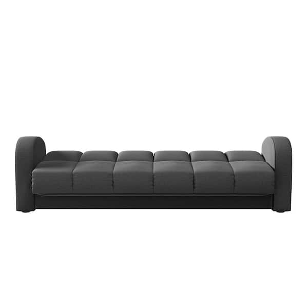 Handy Living Parlette 83 5 In Charcoal, Plush Leather Sofa Bed