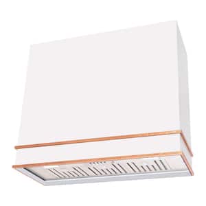 36 in. Stainless Steel Range Hood with Powerful Vent Motor, 600 CFM, 3-Speed, Wall Mount, in White with Copper
