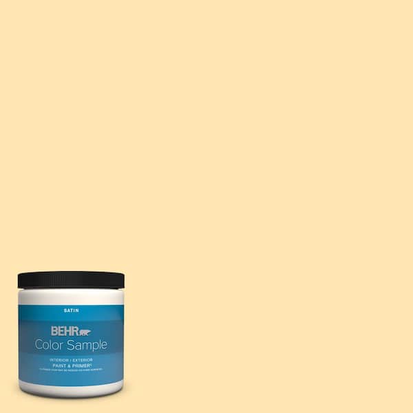 BEHR PREMIUM PLUS 8 oz. #P260-3 Vanilla Ice Cream Satin Enamel Interior/Exterior Paint & Primer Color Sample