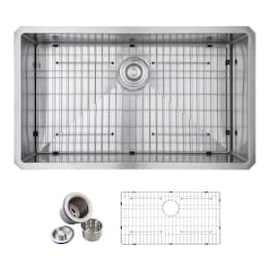 Professional Tight Radius 32 in. Undermount Single Bowl 16 Gauge Stainless Steel Kitchen Sink with Accessories