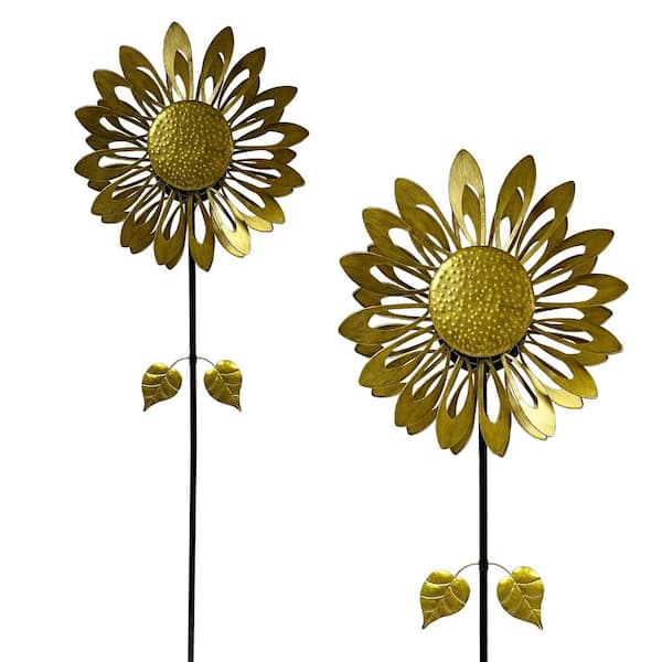 Alpine Corporation Yellow Sunflower Wind Spinner Stake