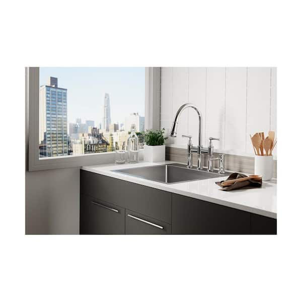 Crosstown 25 in. Drop-In/Undermount Single Bowl 18-Gauge Polished Satin Stainless Steel Kitchen Sink Kit w/ Accessories