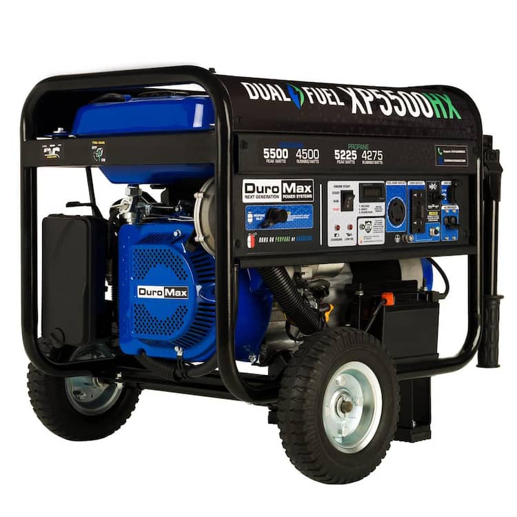 DUROMAX 5500/4500-Watt Dual Fuel Electric Start Gasoline/Propane Portable Generator with CO Alert Shutdown Sensor