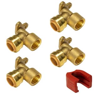 1/2 in. Brass 90-Degree Push-to-Connect x FPT Drop Ear Elbow Fitting with SlipClip Release Tool (4-Pack)
