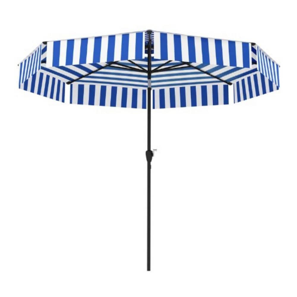 8.6 ft. Metal 2-Tier Vented Patio Umbrella, Outdoor Market Table Umbrella with 8 Ribs and Crank Tiltable in Navy Blue price history on PriceWatchPro