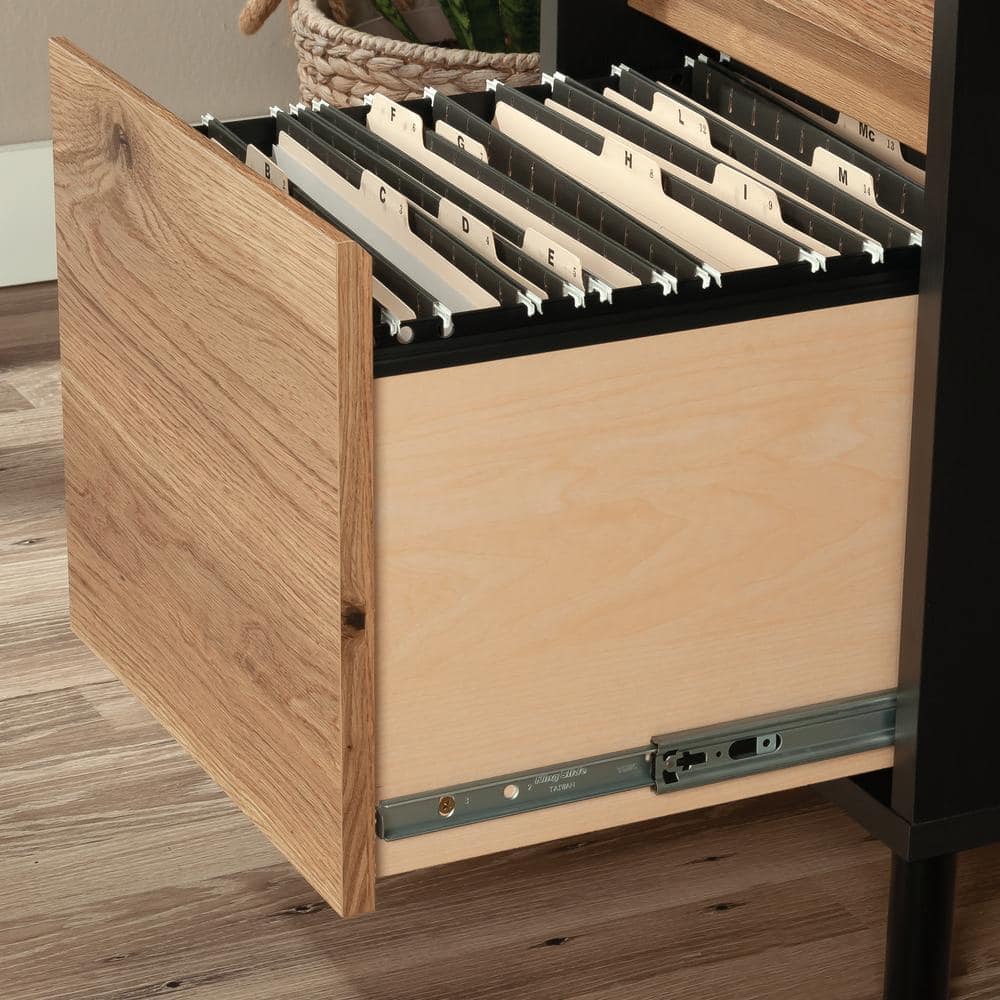 Raven Oak Timber Accented Home Office Desk with Storage