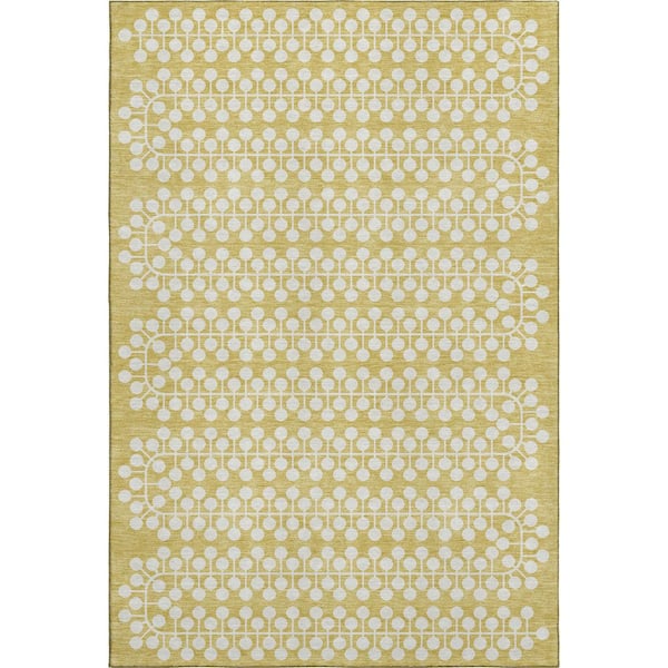 Mayfield Premium Machine Washable Abstract AMF2247 Gold 9 ft. x 12 ft. Area Rug