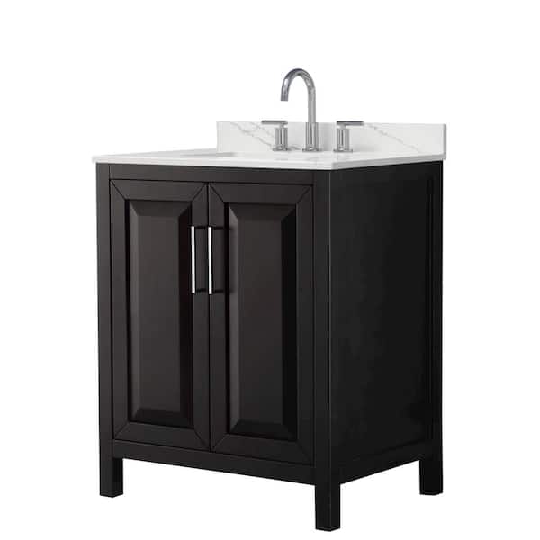 Wyndham Collection Daria 30 in. W x 22 in. D x 35.75 in. H Single Bath Vanity in Dark Espresso with Polished Chrome Trim Giotto Quartz Top