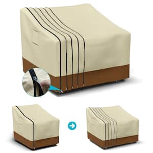 Waterproof Heavy-Duty Fit Max-40 in. L x 35 in. W x 24 in. D x 32 in. H Beige, Brown Chair Cover Adjustable Zip System