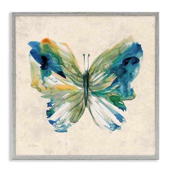 Stupell Industries Vivid Abstract Butterfly Wings by Carol Robinson Gray Framed Animal Giclee Art Print 12 in. x 12 in.