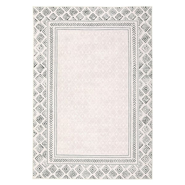 Garvee Border Printed Carpet Washable Living Room Decoration for Bedroom Hallway Office Bedside Gray, 10 ft. x 13 ft. Area Rug