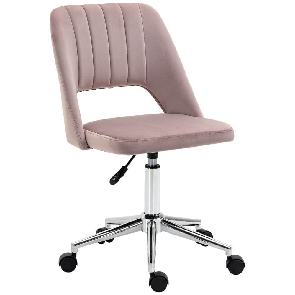 Vinsetto Pink, Modern Mid Back Office Chair with Velvet Fabric, Swivel  Computer Armless Desk Chair with Hollow Back Design Home 921-481V80PK - The  