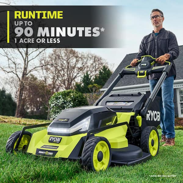 RYOBI - 80V HP Brushless Battery Cordless Electric 30 in. Multi-Blade Lawn Mower with Battery and Charger