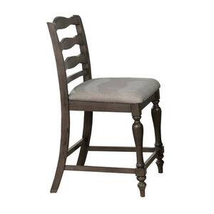 Monica Gray Fabric Ladder Pub Chair (Set of 2)