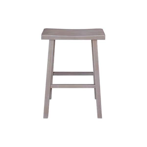 International Concepts Saddle Seat Solid Wood Washed Gray Taupe Stool - 24 in.
