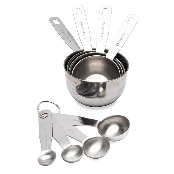 Measuring Cups and Spoons Set, 18/8 Stainless Steel 8 Measuring Cups and 9  Measuring Spoons with Leveler and Measurement Enquivalents, Kitchen and  Baking Measure Cups Spoons Set of 19 : : Home