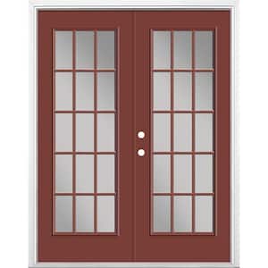 60 in. x 80 in. Red Bluff Steel Prehung Right-Hand Inswing 15-Lite Clear Glass Patio Door with Brickmold