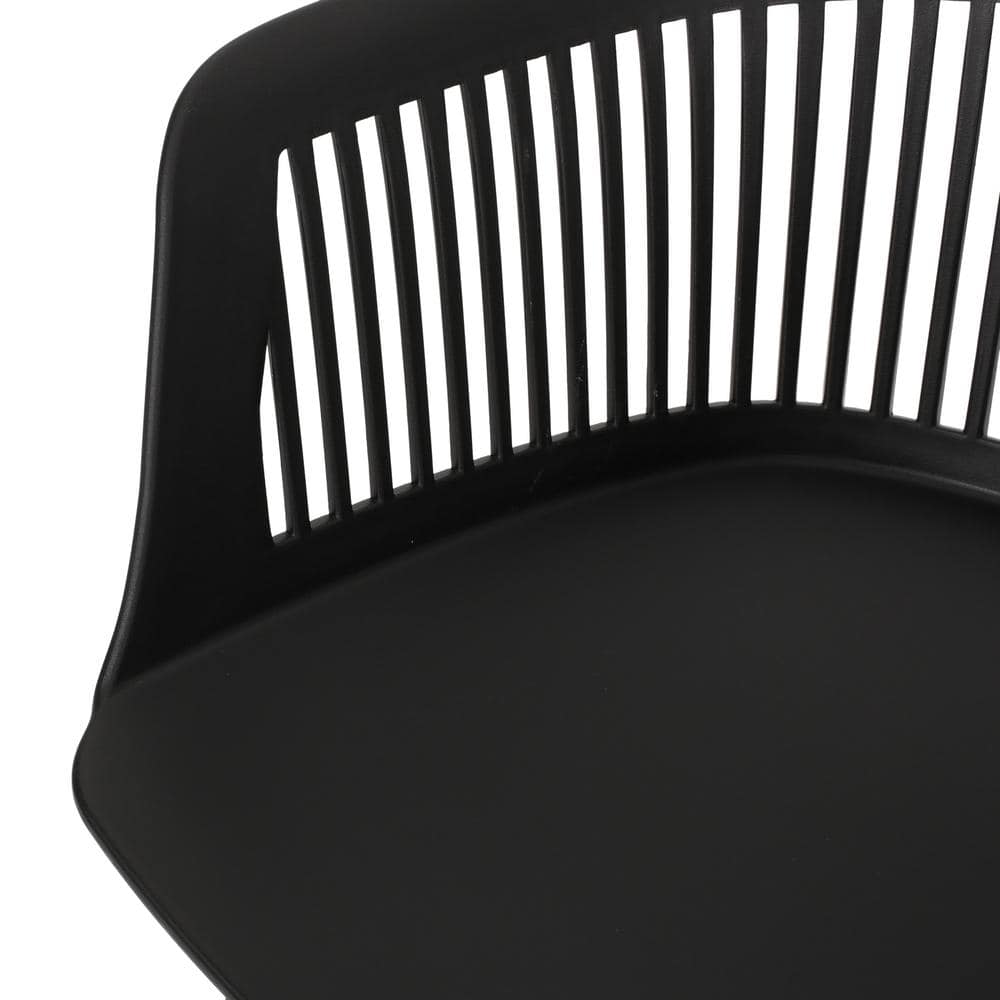 Black Plastic Modern Outdoor Dining Armchair Set