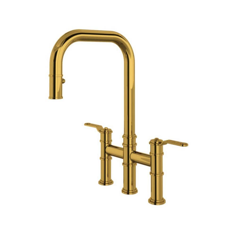 Polished Nickel Brass Deck Mounted Kitchen Faucet with Pull-out Spray