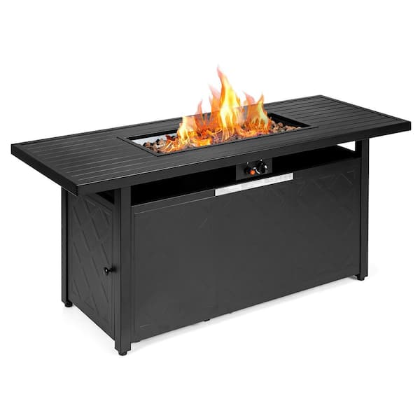 Costway Rectangular Metal 26 in. Fire Pit Table 50,000 Btu Heater Propane Gas Outdoor Table
