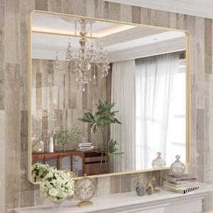 48 in. W x 40 in. H Rectangular Aluminum Alloy Framed and Tempered Glass Wall Bathroom Vanity Mirror in Brushed Gold