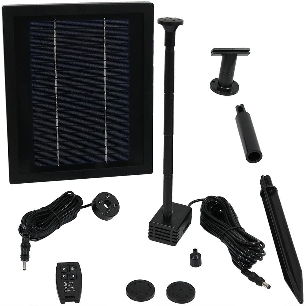 Sunnydaze Decor 47 in. Lift 65 GPH Solar Pump Kit with Remote Control
