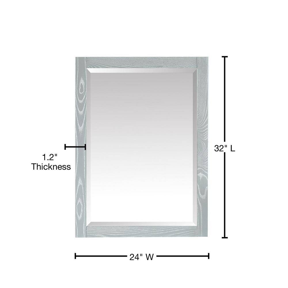 Contemporary Sea Salt Gray Wood Bathroom Vanity Mirror 32" x 24"