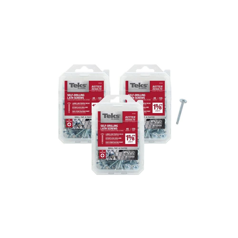 Teks 8 x 1-5/8 in. Silver Lath Phillips Truss Head Self Drilling