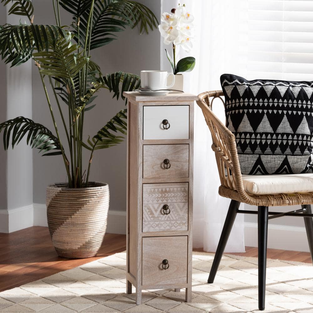 Seanna Multi-Colored Wood and Metal 4-Drawer Storage Unit