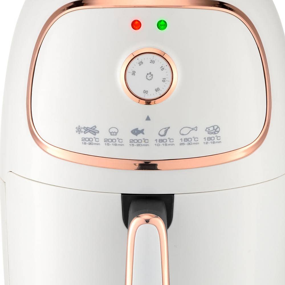 Brentwood White Electric Air Fryer with Rose Gold Accents