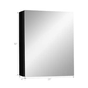 23 in. W x 30 in. H Rectangular Black Aluminum Recessed/Surface Mount Medicine Cabinet with Mirror
