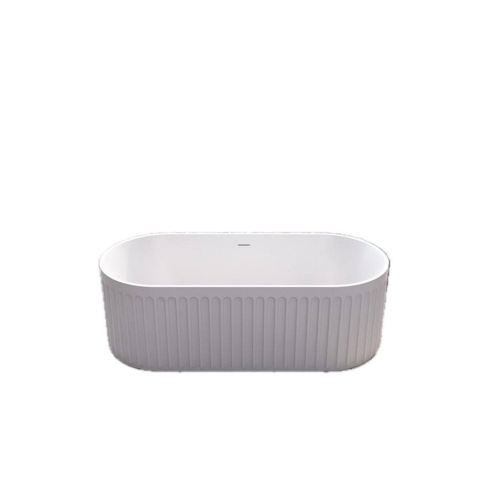 67 in. x 29.5 in. Freestanding Soaking Solid Surface Bathtub with Center Drain in Matte White price history on PriceWatchPro