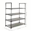 J&V Textiles 40 in. H x 43 in. W 30-Shoe-Pair Black Stainless Steel Stackable Shoe Rack