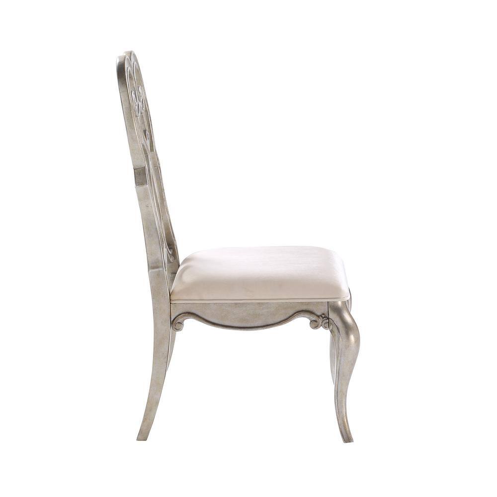 Esteban Ivory Velvet Upholstered Side Chair with Wood Accents