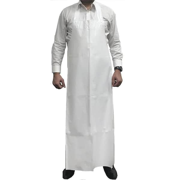 KLEEN HANDLER White, 35X47 In. 11.8 Mil Reusable Heavy Duty TPU Bib Thick Apron, Waterproof & Oil Resistant, Smooth Finish (1-Pack)