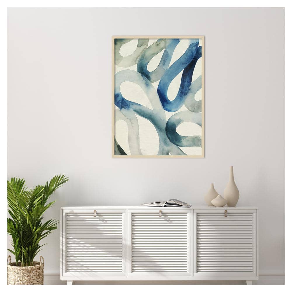 Water and Sand II Blue and Gray Abstract Framed Wall Art