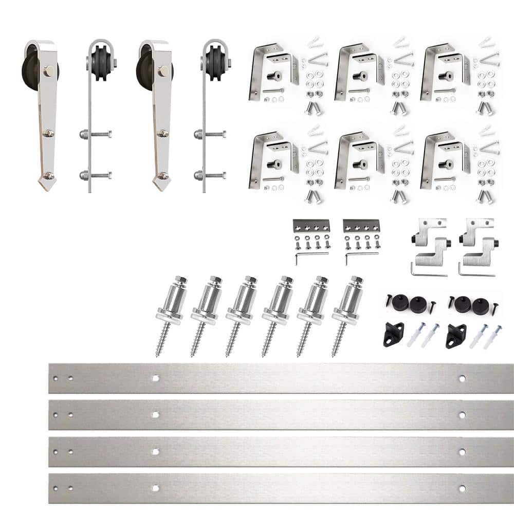 9 ft./108 in. Brushed Nickel Double Track Bypass U-Shape Sliding Barn Door Hardware Kit - Arrow Design Roller price history on PriceWatchPro