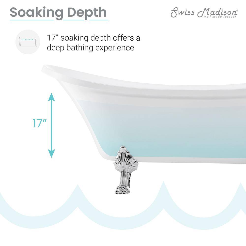 Elegant 30" Acrylic Clawfoot Soaking Bathtub with Chrome Finish