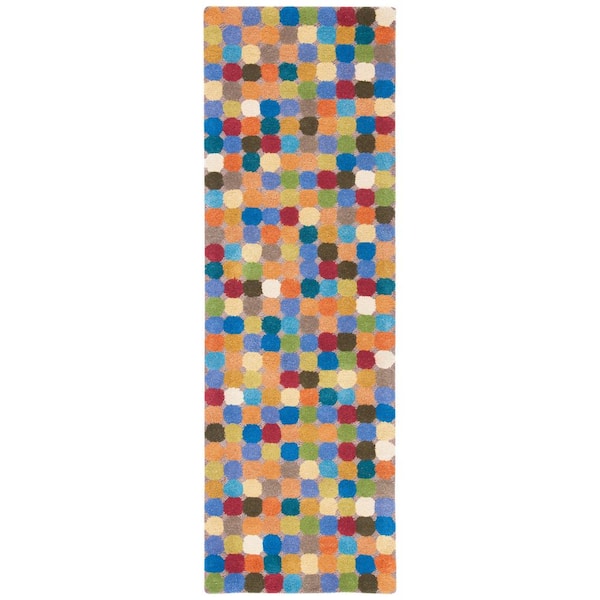 Soho 3 ft. x 10 ft. Multi Polka Dot Runner Rug