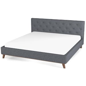 Adriano Dark Gray Solid Wood Frame King Size Platform Bed