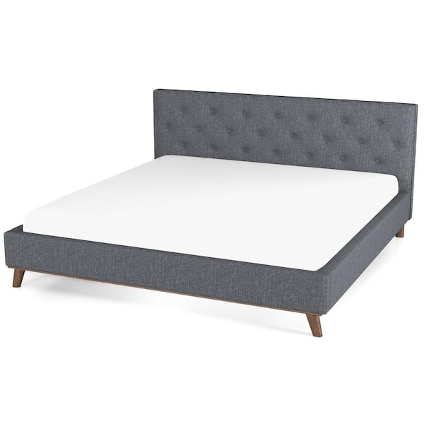 Ashcroft Furniture Co Adriano Dark Gray Solid Wood Frame King Size Platform Bed