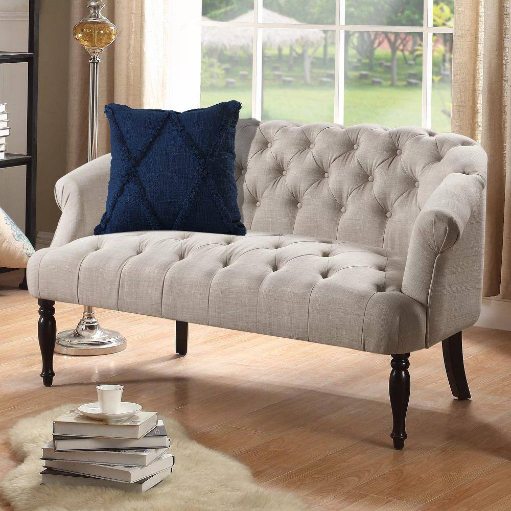 Navy Blue Cotton Diamond Tufted Square Throw Pillow 18"