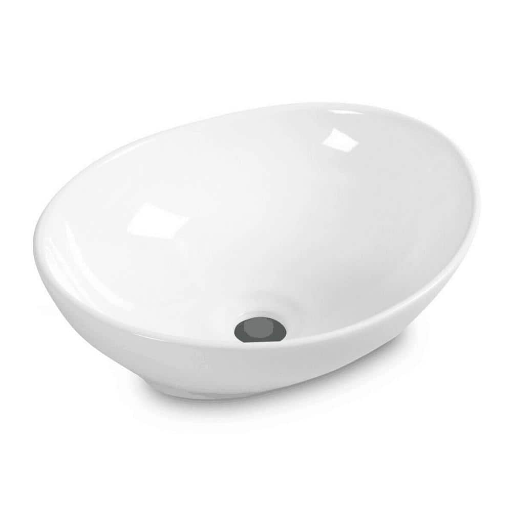16 in. Round Vitreous Vessel Bathroom Sink in White