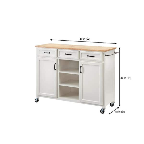 Home Decorators Collection Ivory Wooden Rolling Kitchen Cart with