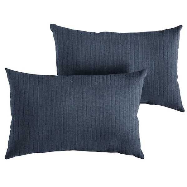 SORRA HOME Sunbrella Revive Indigo Rectangle Outdoor Lumbar Pillow (2-Pack)