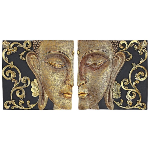 Design Toscano 10.5 in. x 10.5 in. Mirrored Nirvana Dual Buddha Asian Wall Sculptures